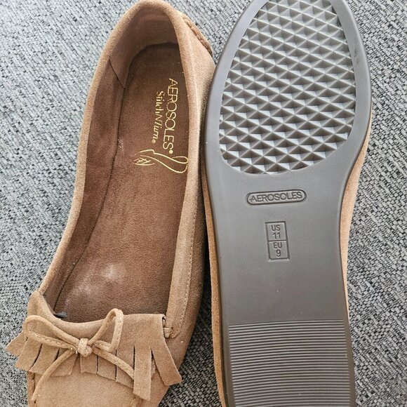 Aerosoles tan comfort shoe loafers cushion Moccasins - Picture 2 of 10